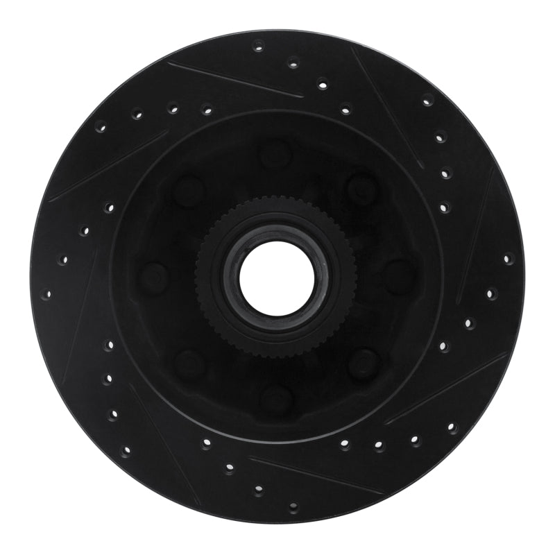 R1 93-95 Chevrolet G30 Front Left Drilled & Slotted Black Brake Rotor