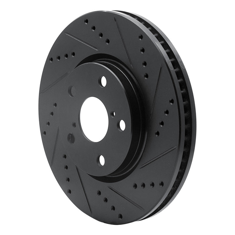 R1 06-15 Lexus GS300 Left Front Drilled & Slotted Black Brake Rotor