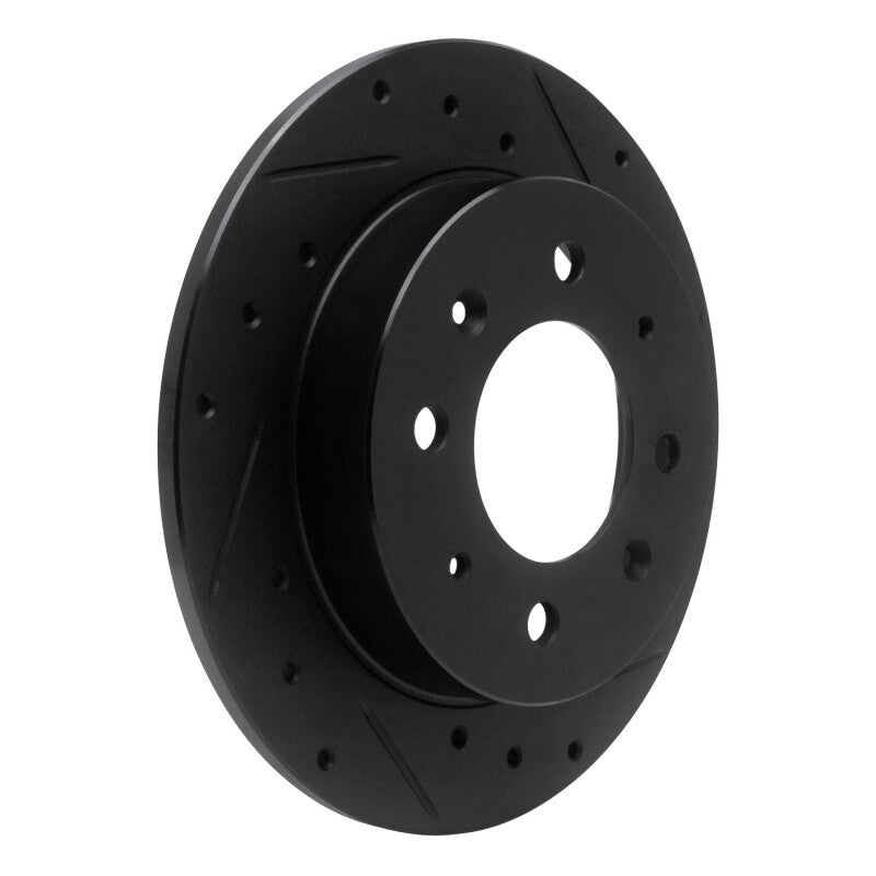 R1 04-09 Kia Spectra Rear Right Drilled & Slotted Black Brake Rotor