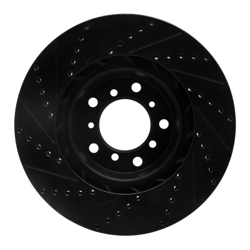 R1 01-06 BMW M3 Left Front Drilled & Slotted Black Brake Rotor