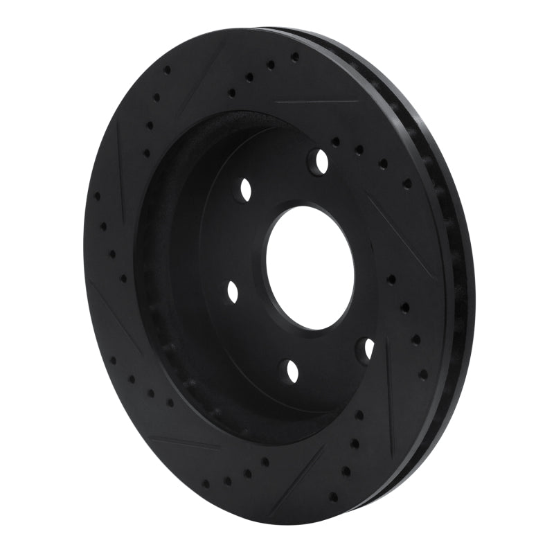 R1 2021-2025 Ford F-150 RWD Rear Right Drilled & Slotted Black Brake Rotor