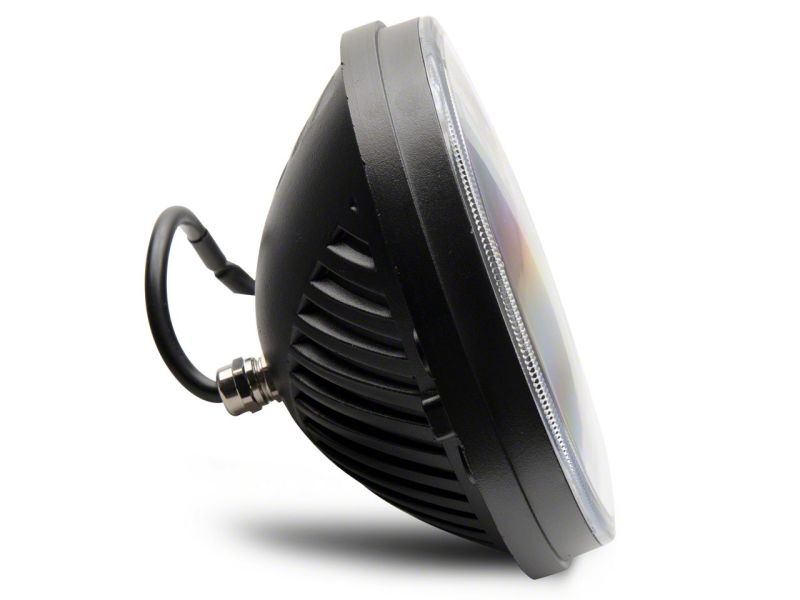 Raxiom 97-18 Jeep Wrangler TJ & JK Axial 7-In LED Headlights w/ DRL - Black Housing (Clear Lens)