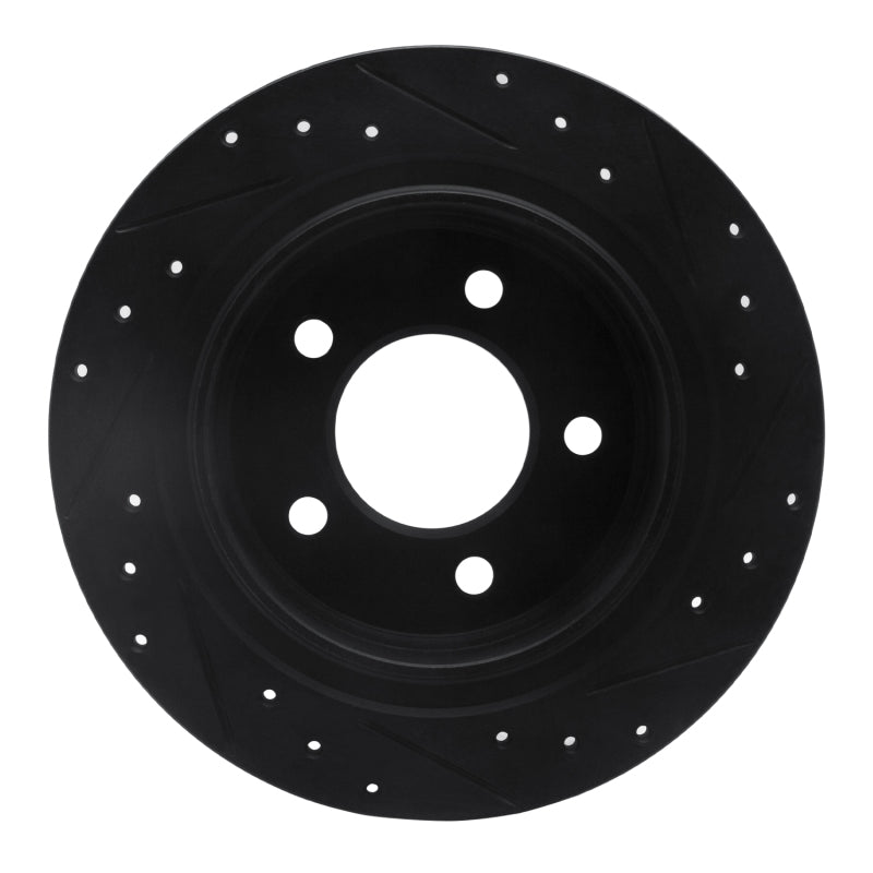 R1 04-08 Chrysler Pacifica Rear Left Drilled & Slotted Black Brake Rotor
