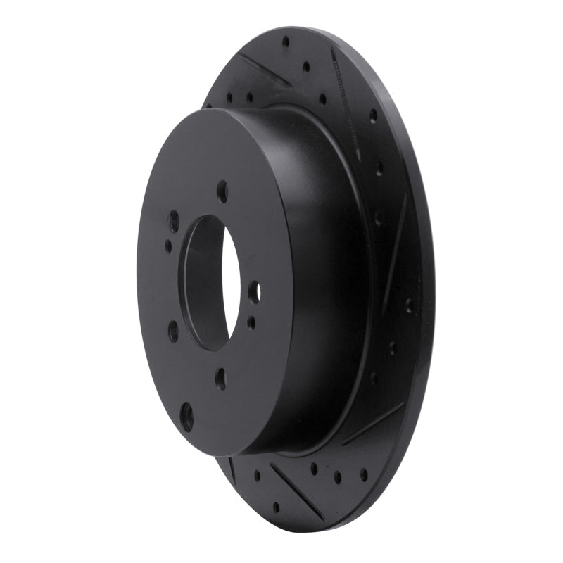 R1 07-15 Mitsubishi Lancer Rear Right Drilled & Slotted Black Brake Rotor