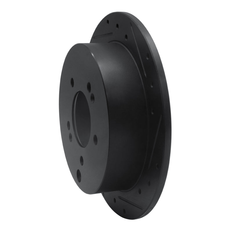 R1 01-16 Hyundai Santa Fe Rear Right Drilled & Slotted Black Brake Rotor