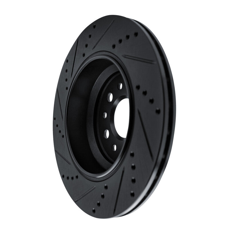 R1 14-16 Maserati Ghibli Rear Right Drilled & Slotted Black Brake Rotor