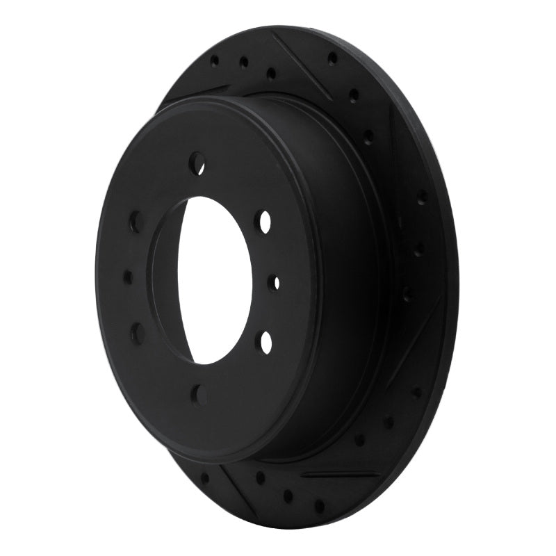 R1 06-10 Hummer H3 Rear Right Drilled & Slotted Black Brake Rotor