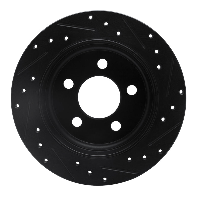 R1 03-07 Jeep Liberty Rear Left Drilled & Slotted Black Brake Rotor