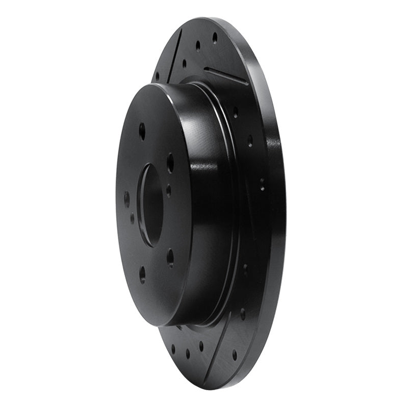 R1 10-13 Suzuki Kizashi Rear Left Drilled & Slotted Black Brake Rotor