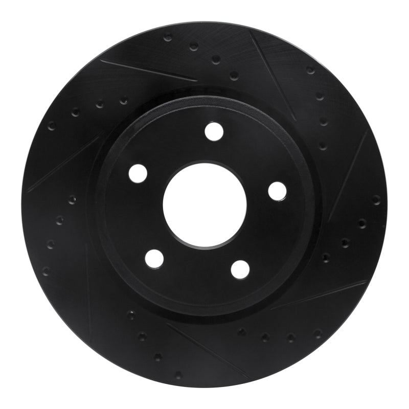 R1 05-10 Jeep Commander Front Right Drilled & Slotted Black Brake Rotor