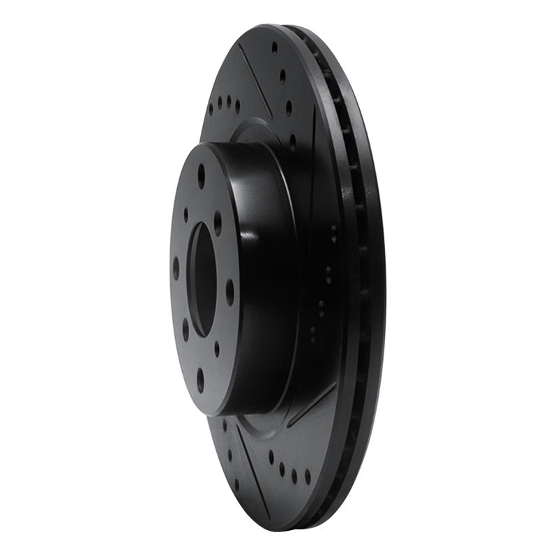 R1 87-90 Acura Legend Front Right Drilled & Slotted Black Brake Rotor