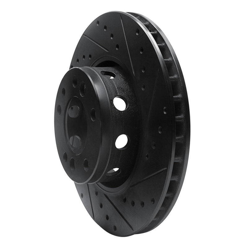 R1 91-93 BMW M5 Front Right Drilled & Slotted Black Brake Rotor