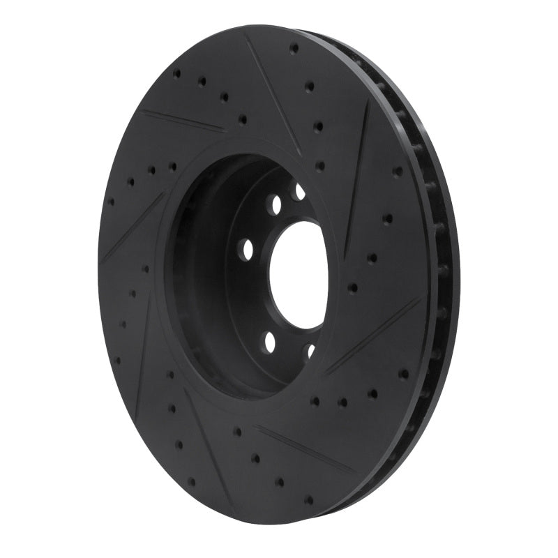 R1 00-06 BMW X5 Front Left Drilled & Slotted Black Brake Rotor