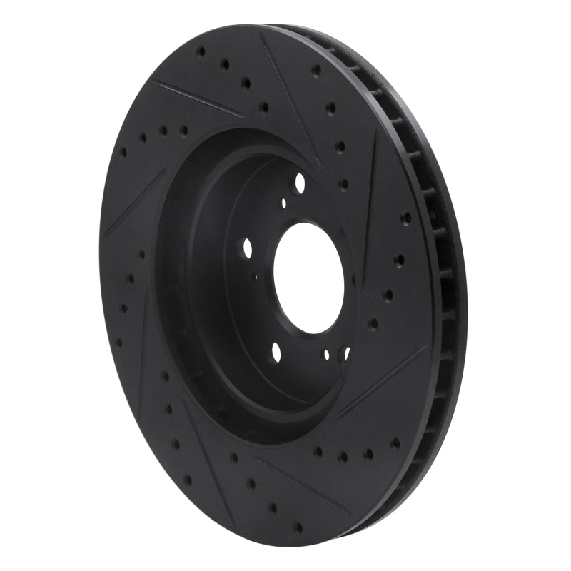 R1 05-12 Acura RL Front Left Drilled & Slotted Black Brake Rotor