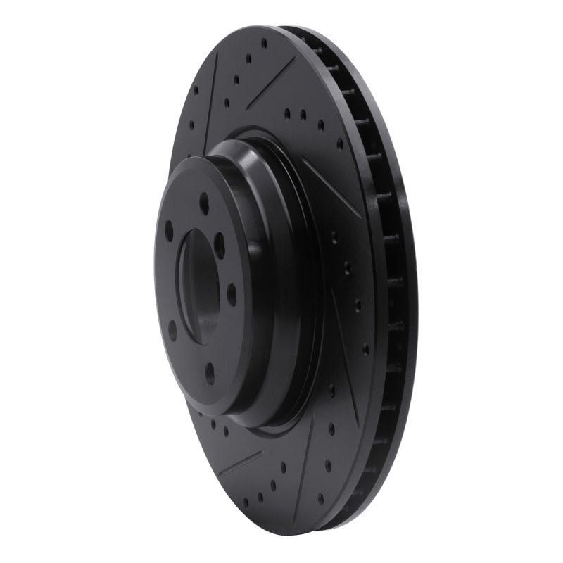 R1 07-15 BMW 335I xDrive Front Left Drilled & Slotted Black Brake Rotor