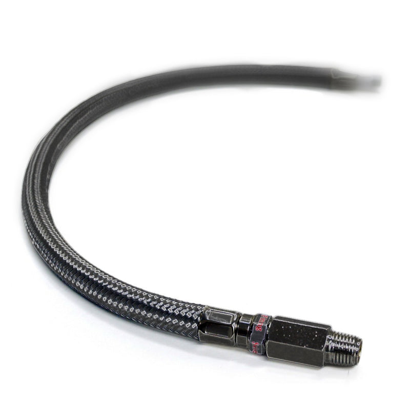 Kleinn 18In Stainless Steel Braided Leader Hose w/ Check Valve-1/4In M NPT Inlet/ 1/4In M NPT Outlet