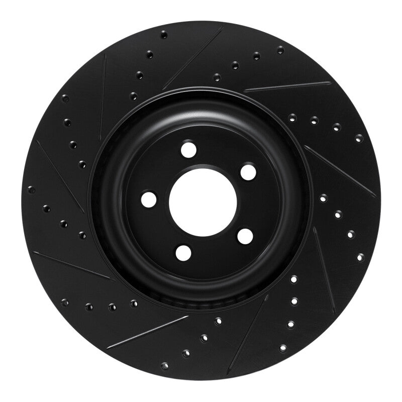 R1 20-25 Ford Explorer Front Right Drilled & Slotted Black Brake Rotor