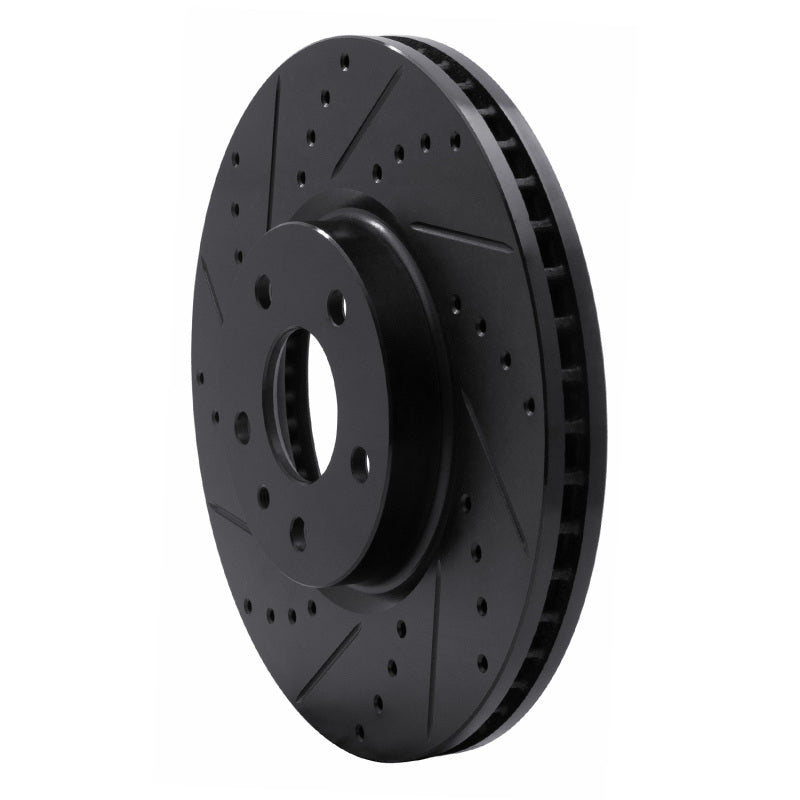 R1 13-20 Ford Special SERVICE POLICE Sedan Front Left Drilled & Slotted Black Brake Rotor