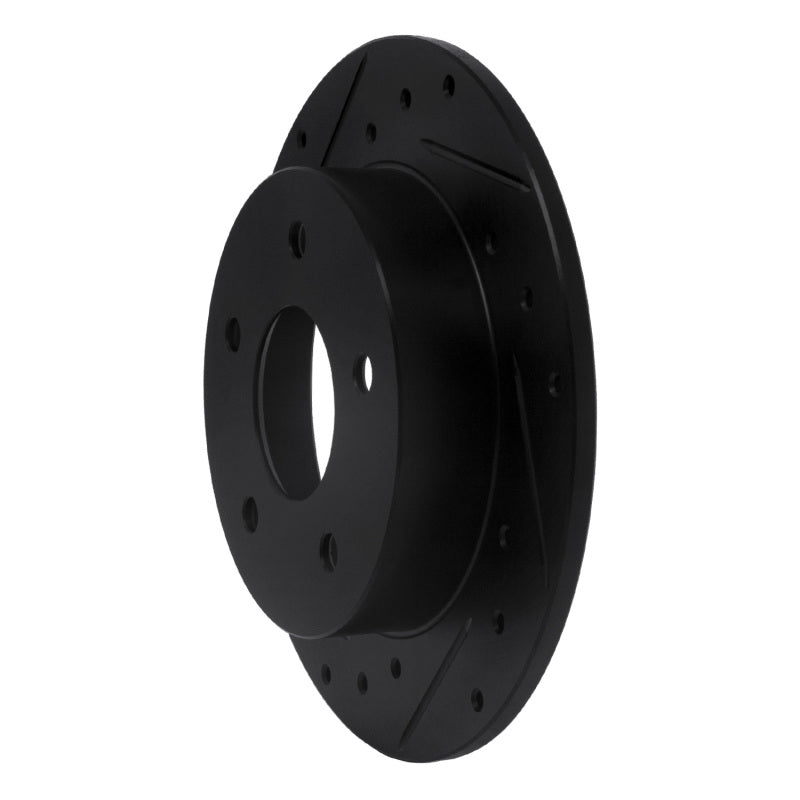 R1 89-93 Nissan Maxima Rear Left Drilled & Slotted Black Brake Rotor