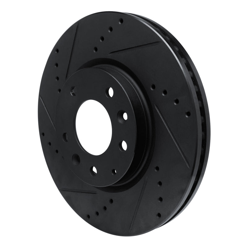 R1 07-12 Mazda CX-7 Front Left Drilled & Slotted Black Brake Rotor