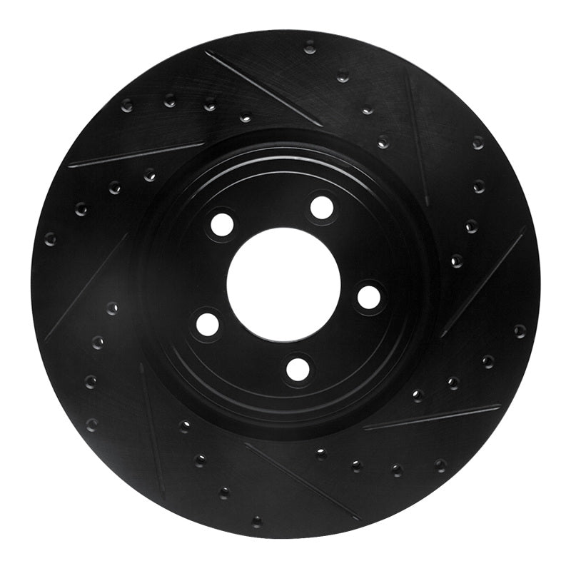 R1 06-10 Jaguar XK Front Right Drilled & Slotted Black Brake Rotor