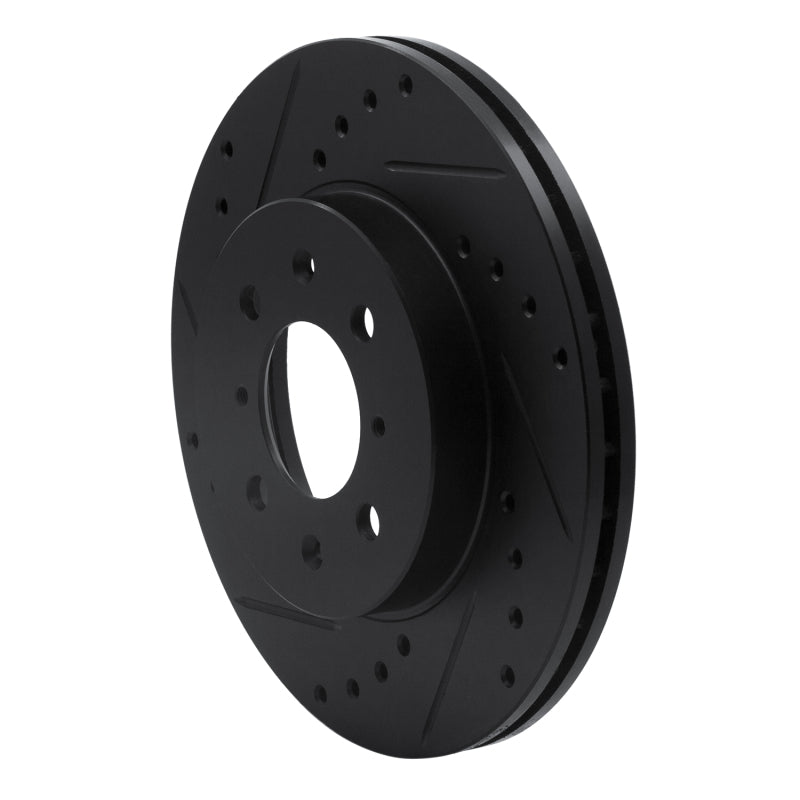 R1 90-17 Acura EL Front Left Drilled & Slotted Black Brake Rotor