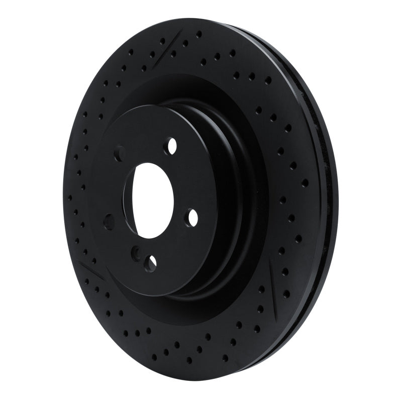 R1 08-15 Mercedes-Benz C63 AMG Rear Drilled & Slotted Black Brake Rotor