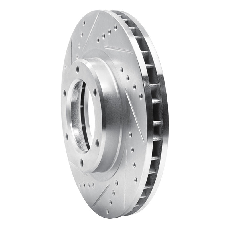 R1 90-92 Toyota Land Cruiser Front Left Drilled & Slotted Silver Brake Rotor