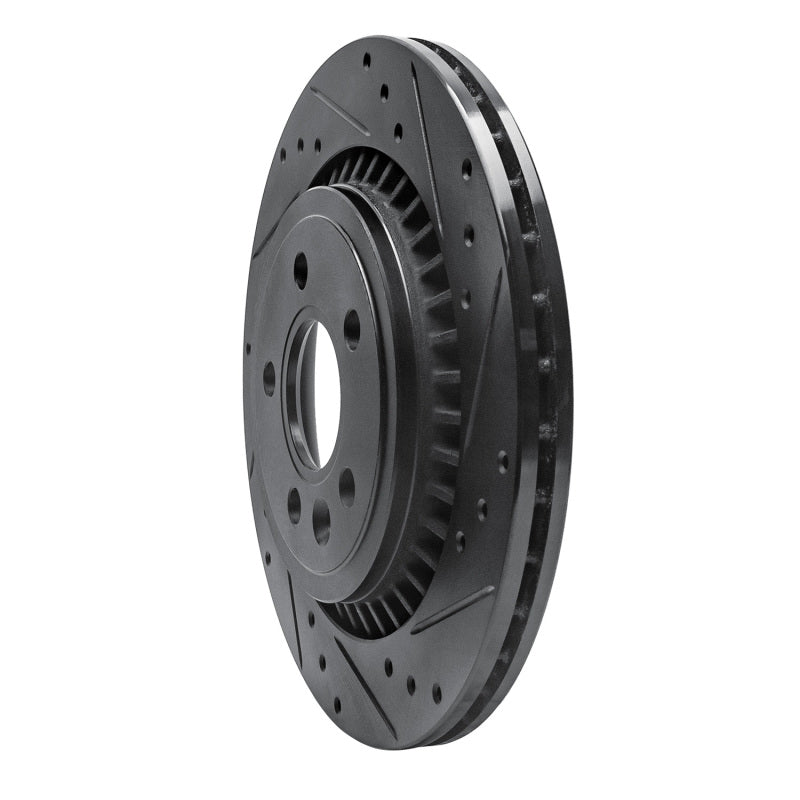 R1 07-18 Volvo S60 Rear Right Drilled & Slotted Black Brake Rotor