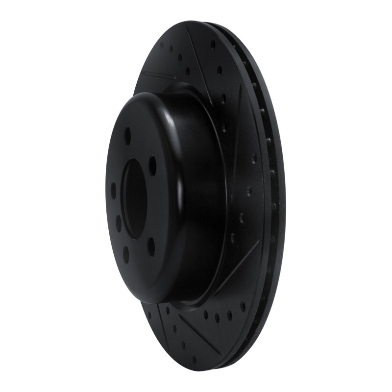 R1 11-16 BMW 535I Rear Right Drilled & Slotted Black Brake Rotor