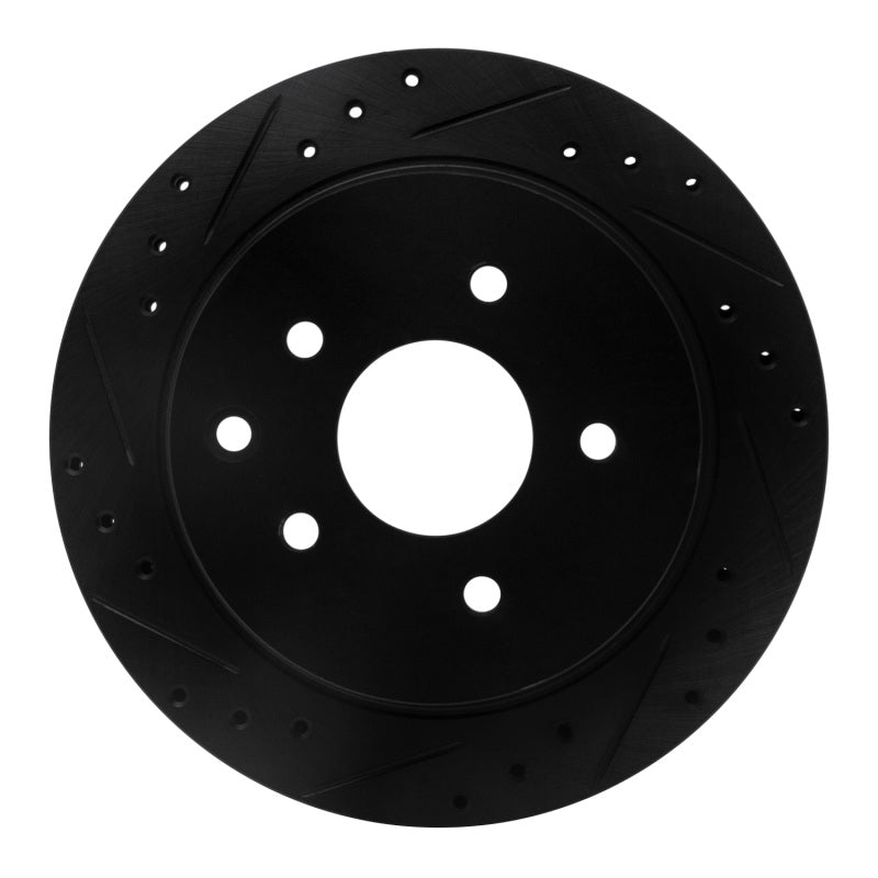 R1 93-01 Infiniti Q45 Rear Left Drilled & Slotted Black Brake Rotor
