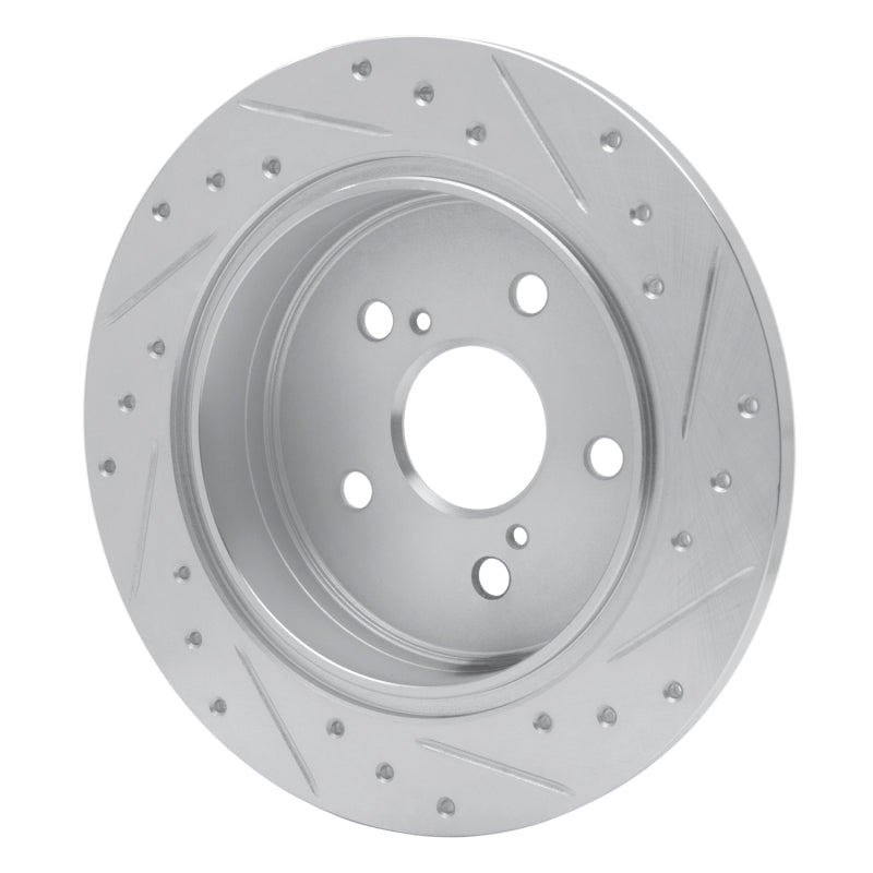 R1 12-20 Toyota Mirai Rear Left Drilled & Slotted Silver Brake Rotor