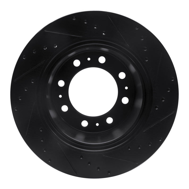 R1 19-25 Ram 3500 Rear Left Drilled & Slotted Black Brake Rotor