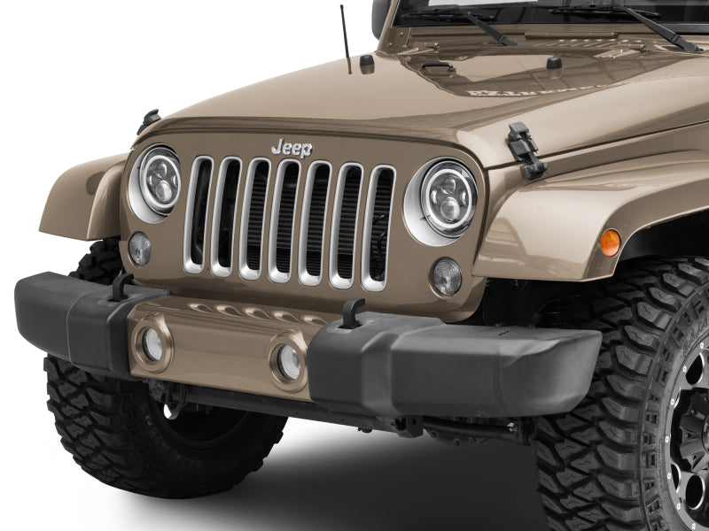 Raxiom 97-18 Jeep Wrangler TJ/JK Axial 7-Inch LED Headlights w/RGB Halo- Black Housing (Clear Lens)