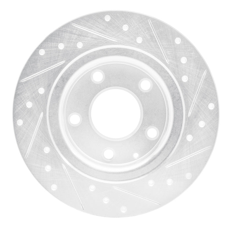R1 14-21 Mazda 6 Rear Left Drilled & Slotted Silver Brake Rotor