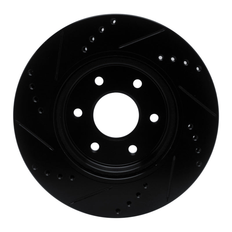 R1 05-25 Nissan Xterra Front Right Drilled & Slotted Black Brake Rotor