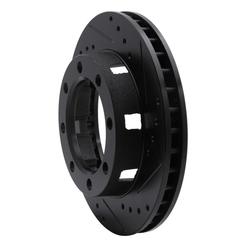 R1 71-91 Chevrolet P30 Van Front Right Drilled & Slotted Black Brake Rotor