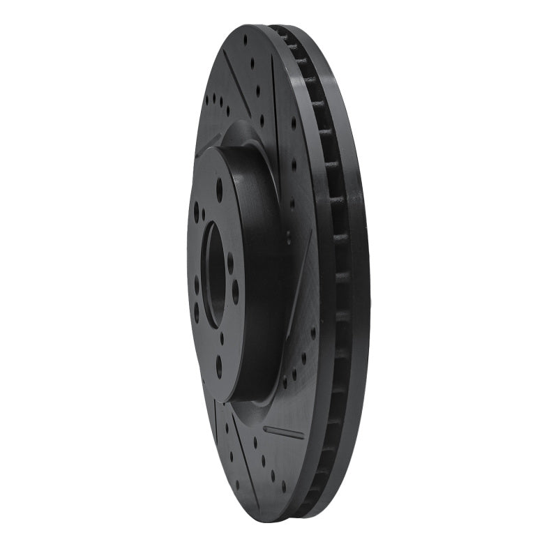 R1 09-14 Acura TL Front Right Drilled & Slotted Black Brake Rotor