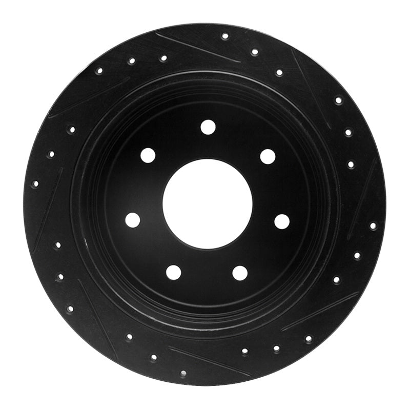 R1 97-04 Ford F-150 4WD Rear Left Drilled & Slotted Black Brake Rotor