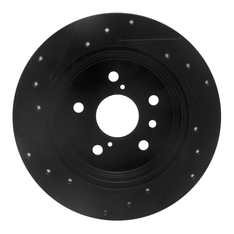 R1 18-24 Toyota Camry Rear Right Drilled & Slotted Black Brake Rotor