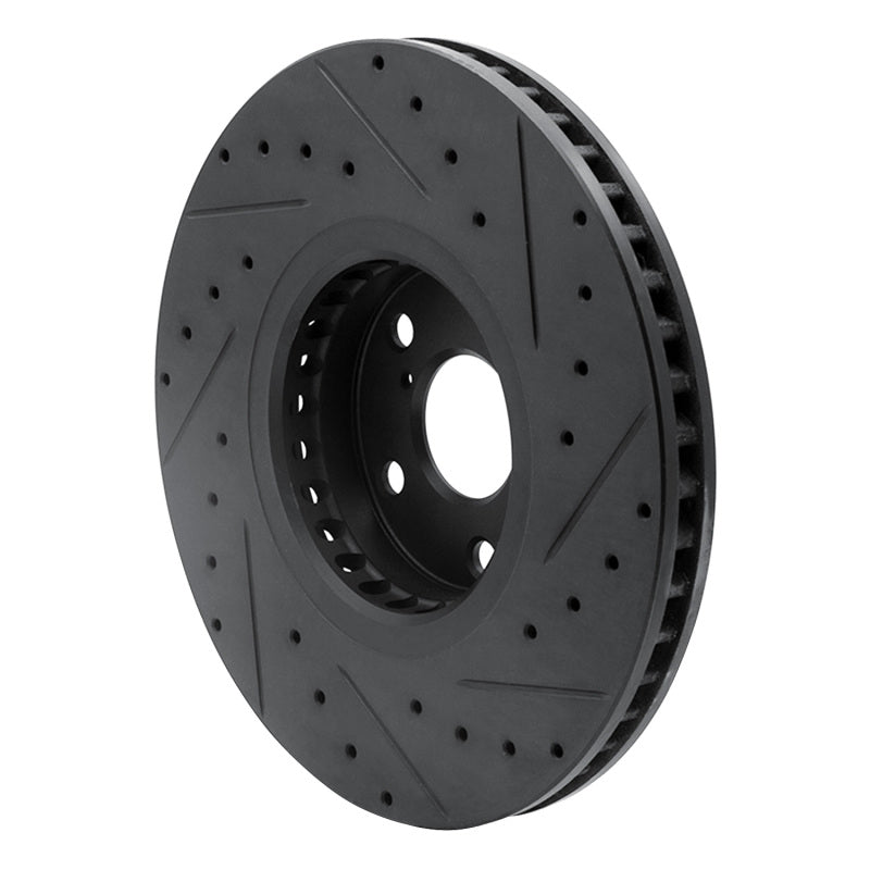 R1 07-11 Lexus GS350 Left Front Drilled & Slotted Black Brake Rotor