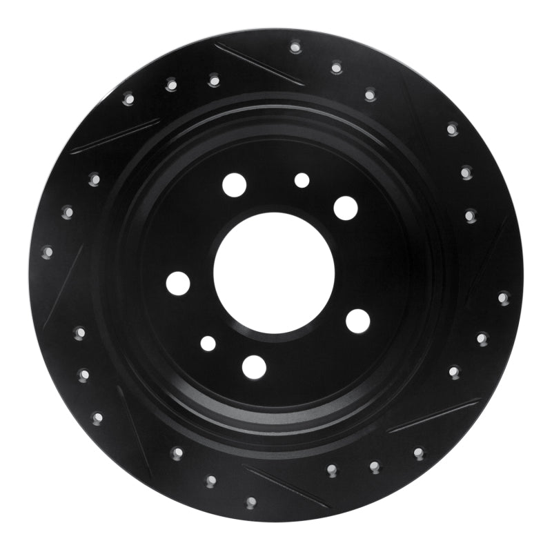 R1 82-89 BMW 633CSI Rear Left Drilled & Slotted Black Brake Rotor
