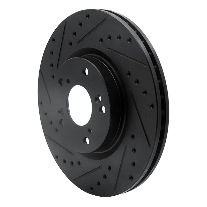 R1 02-15 Acura CSX Front Left Drilled & Slotted Black Brake Rotor