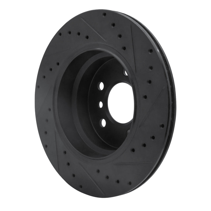 R1 02-06 BMW X5 Rear Left Drilled & Slotted Black Brake Rotor