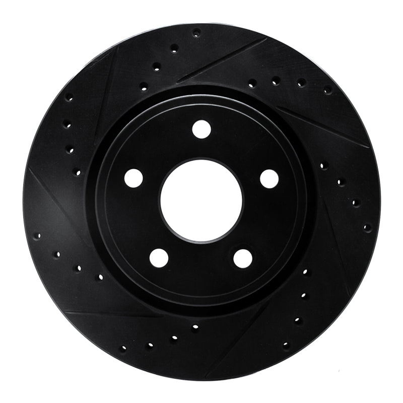 R1 05-10 Jeep Commander Front Left Drilled & Slotted Black Brake Rotor