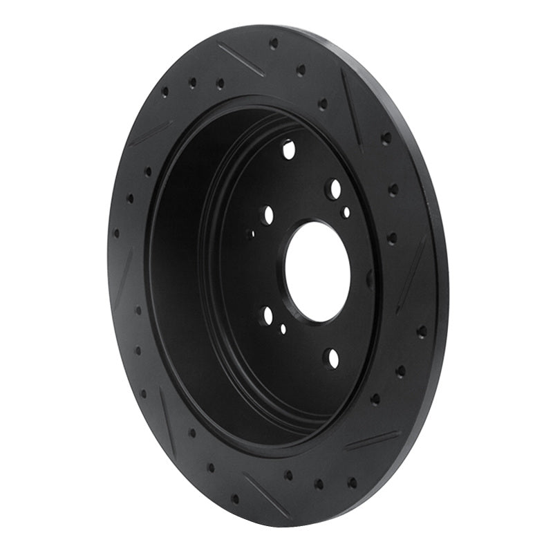 R1 01-08 Acura MDX Rear Left Drilled & Slotted Black Brake Rotor