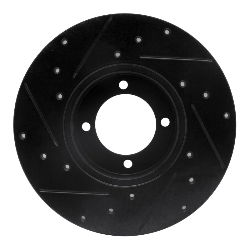 R1 80-83 Nissan 200SX Front Right Drilled & Slotted Black Brake Rotor
