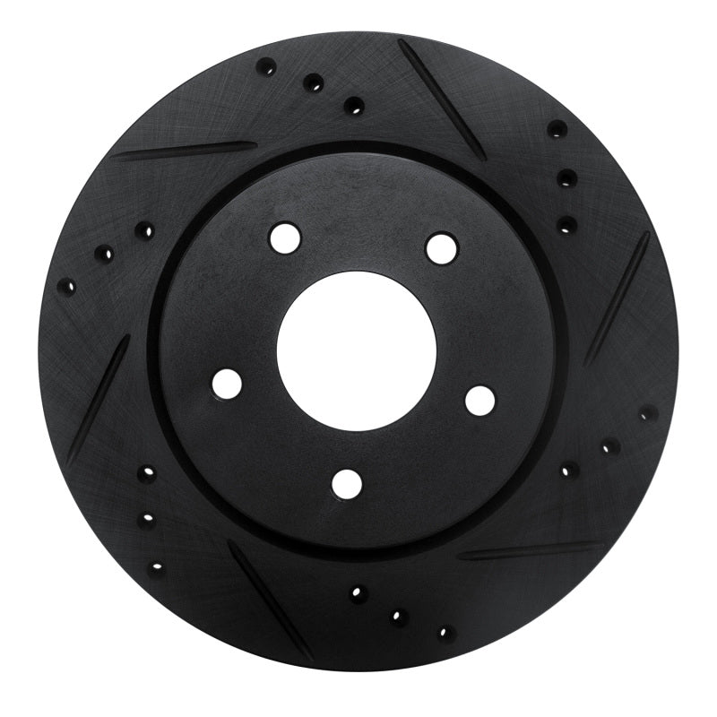 R1 17-25 Nissan X-Trail (Mexico) Rear Right Drilled & Slotted Black Brake Rotor