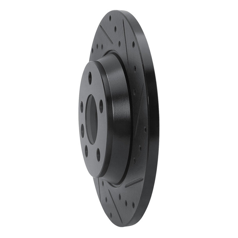 R1 2001-2003 Volkswagen EuroVan Rear Right Drilled & Slotted Black Brake Rotor