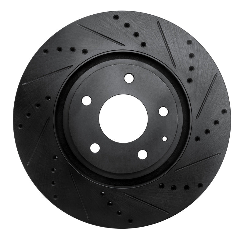 R1 16-25 Mazda CX-5 Front Right Drilled & Slotted Black Brake Rotor